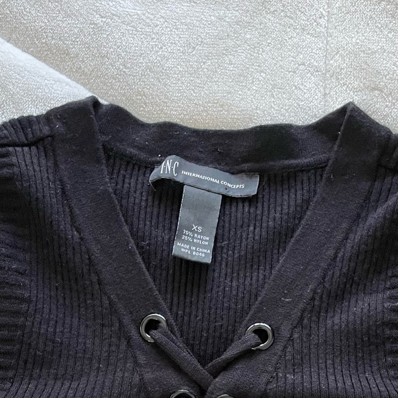 Lace up black sweater top - Picture 3 of 3